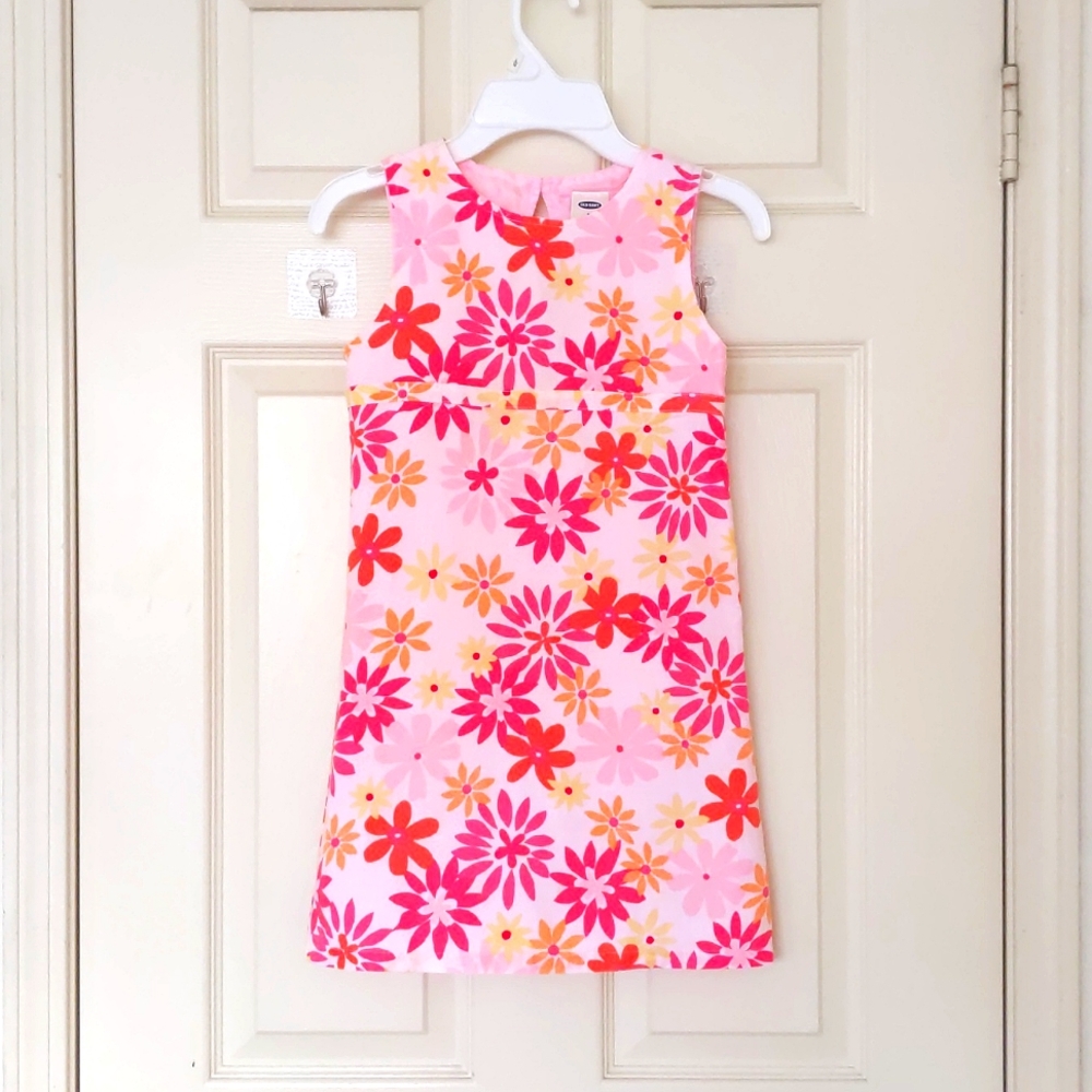Old Navy Fully Lined Linen and Cotton Dress with multi color flowers.
